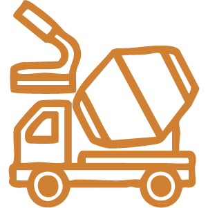 Home Concrete services icon illustrating driveways, patios, and sidewalk repairs.