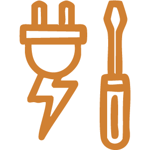 Home Electric services icon with plug and screwdriver.
