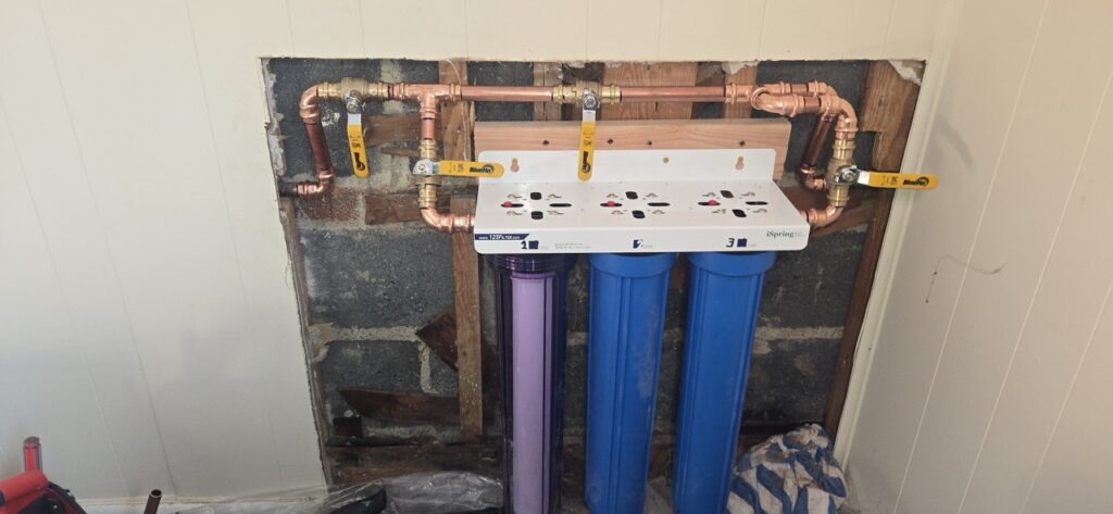 Gallery Copper plumbing and water filtration system installation by Perfectum Construction & Plumbing.