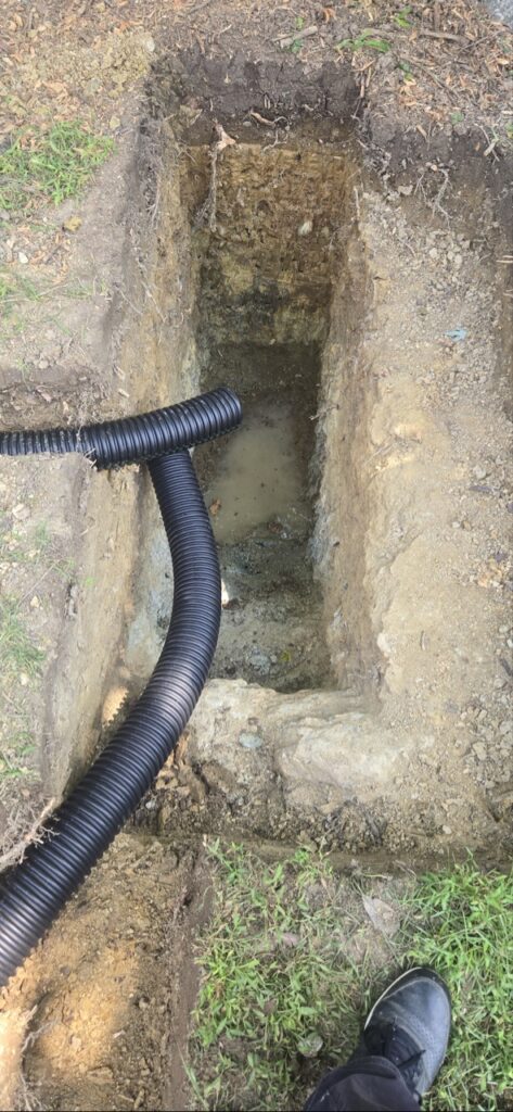 Gallery Plumbing pipe installation in trench, Perfectum Construction & Plumbing project.