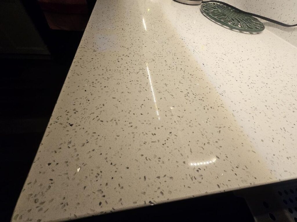 Gallery Quartz countertop detail showcasing Perfectum Construction & Plumbing remodeling project.