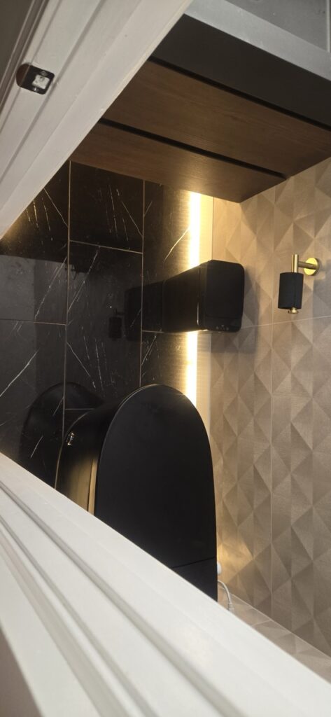 Gallery Modern bathroom remodel showcasing tilework and fixtures by Perfectum Construction & Plumbing.