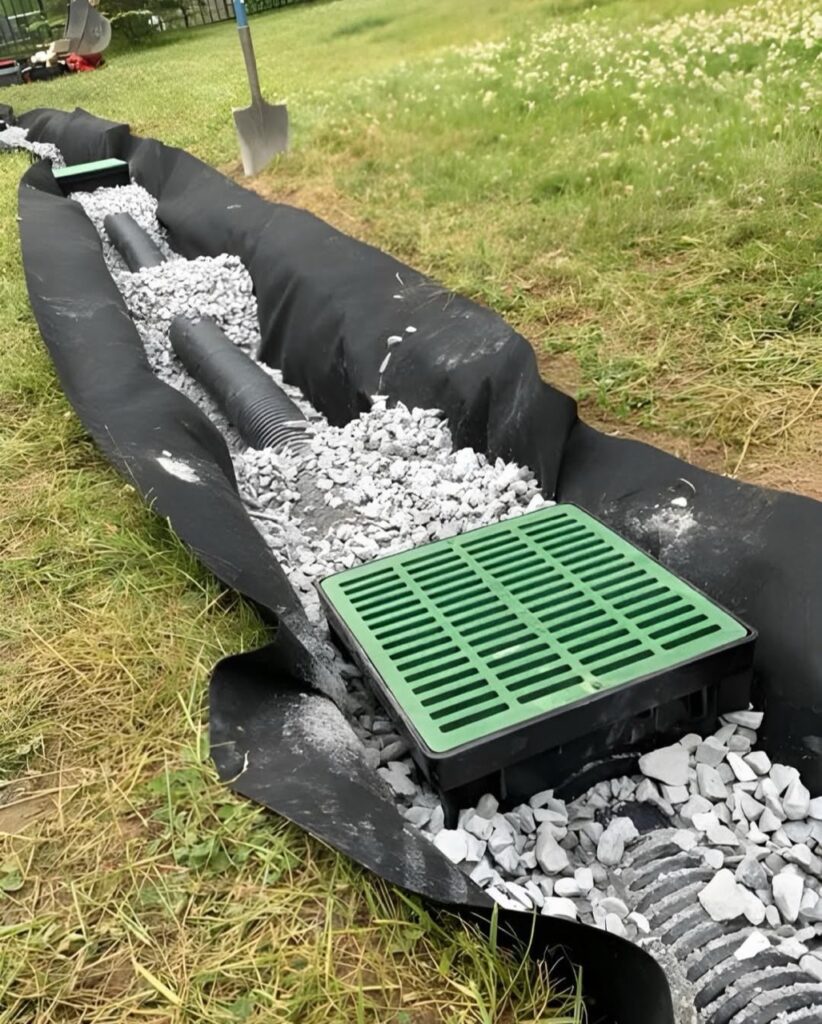 Gallery French drain installation and restoration project in Gaithersburg, MD.
