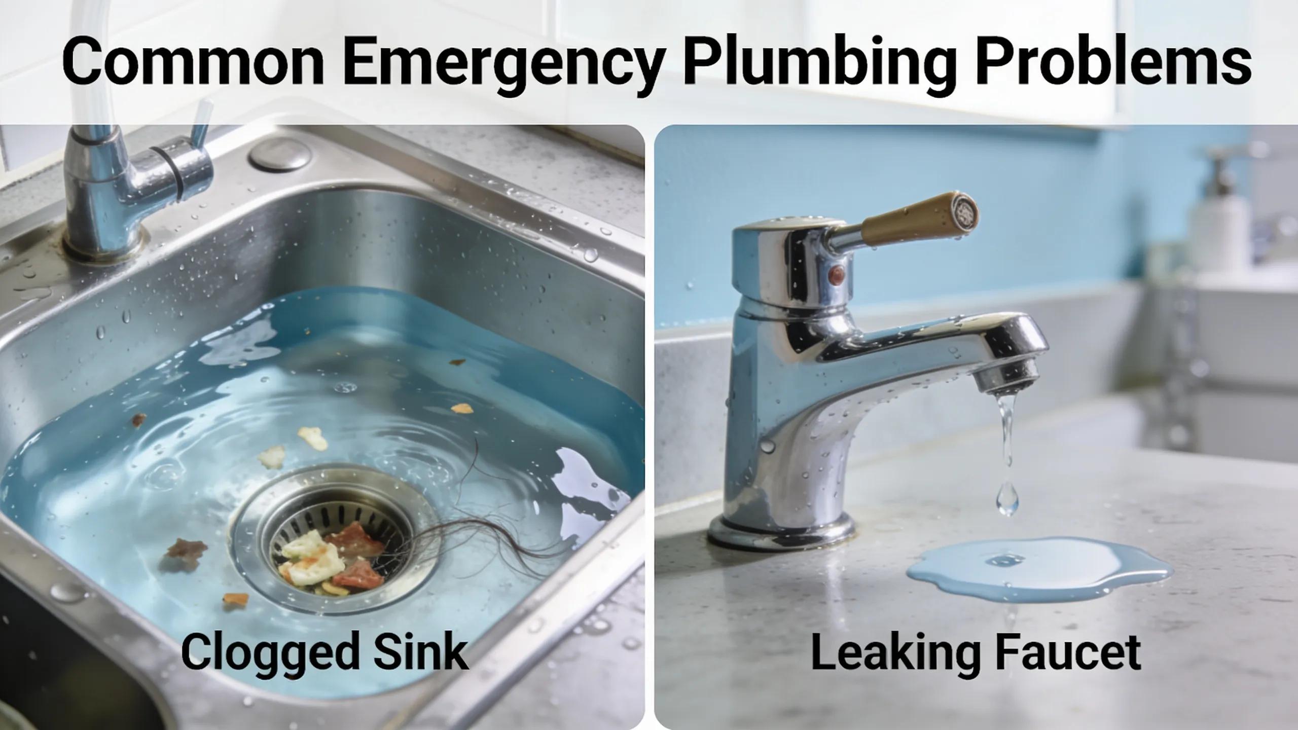 Emergency Plumbing Services in Gaithersburg: What to Expect Common plumbing problems including a clogged sink and a leaking faucet, relevant to emergency plumbing issues