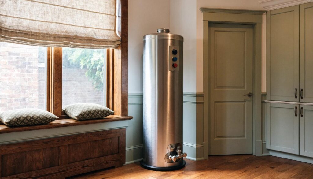 Modern water heater in a well-lit home representing common issues and maintenance